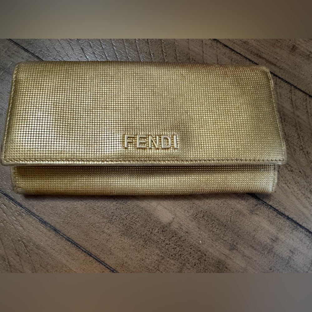 Vintage Fendi Gold Metallic Wallet